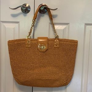 Tory Burch Bag- Straw Turnlock Tote Vintage Senape